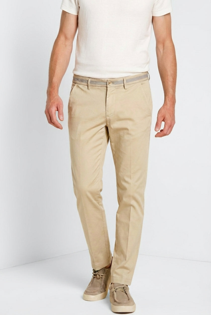 Torino University men's chino pants in stretch satin slim fit