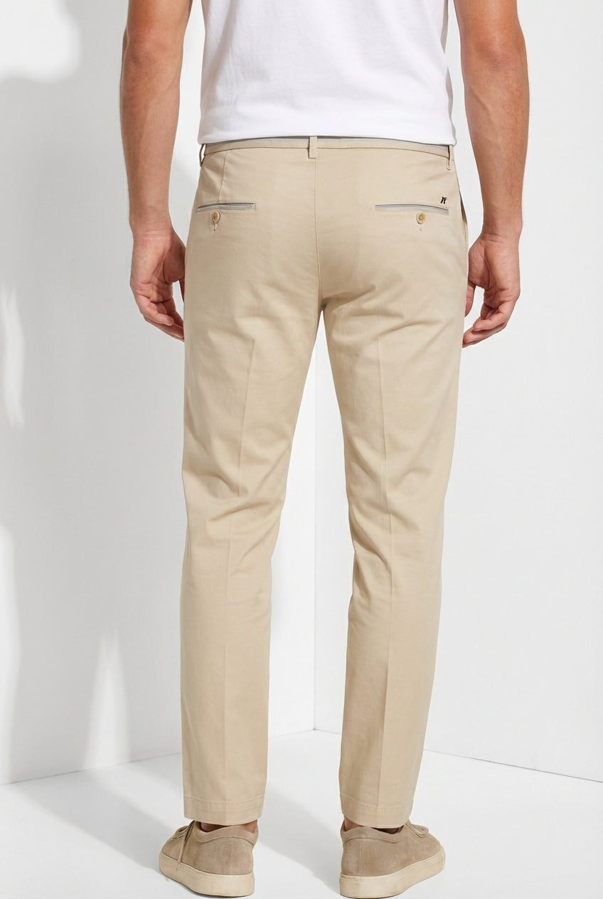 Torino University men's chino pants in stretch satin slim fit