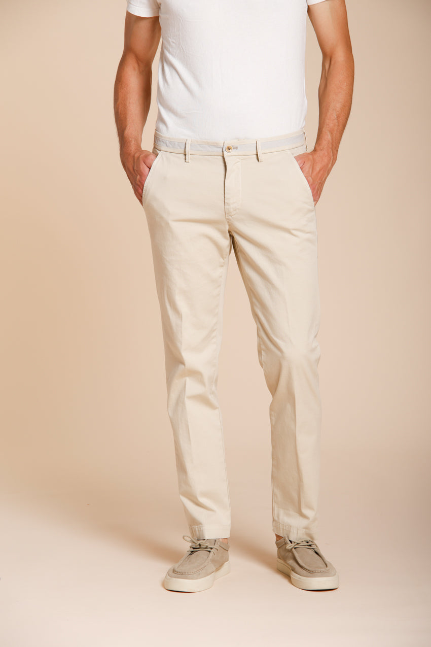 Torino University men's chino pants in stretch satin slim fit