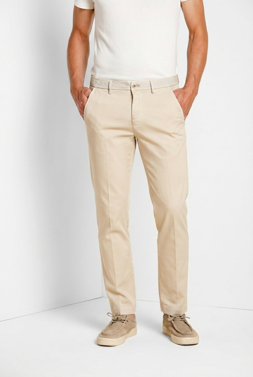 Torino University men's chino pants in stretch satin slim fit