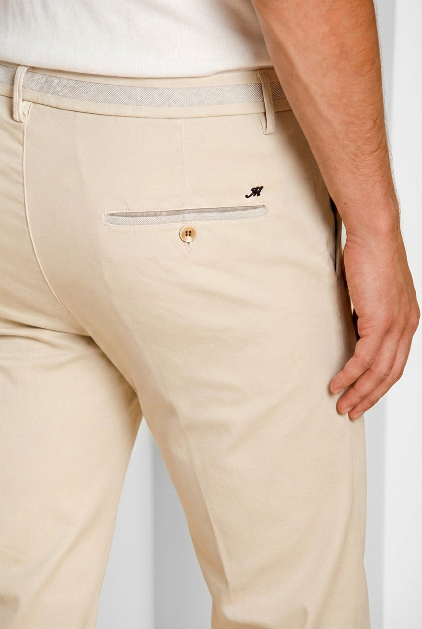 Torino University men's chino pants in stretch satin slim fit