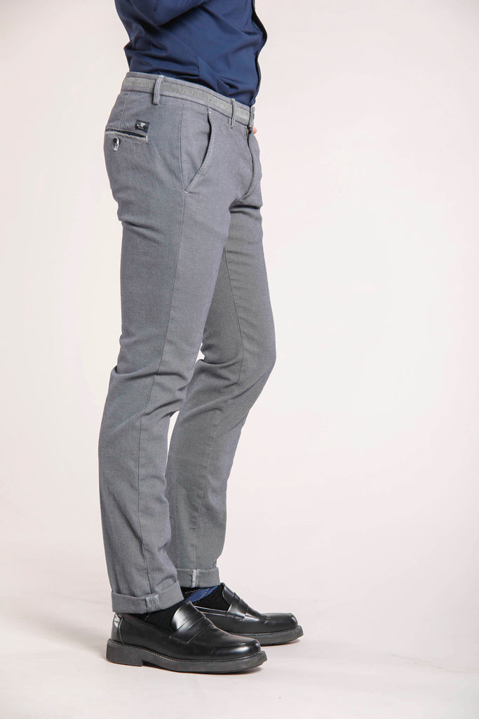 Torino University pantalone chino uomo in cotone con pattern occhio di pernice slim