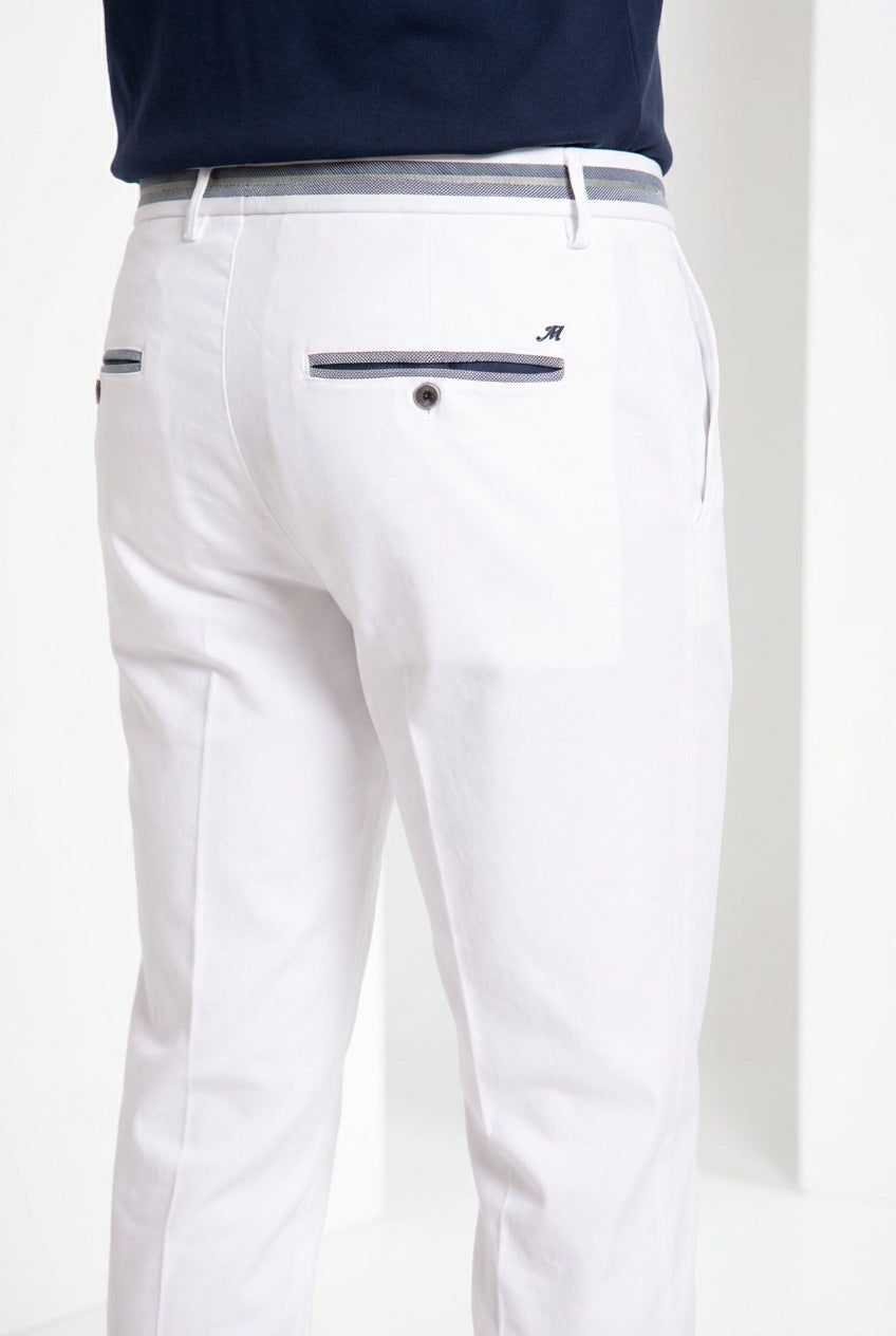 Torino Elegance pantalone chino uomo in tricotina fine di cotone e lyocell slim fit