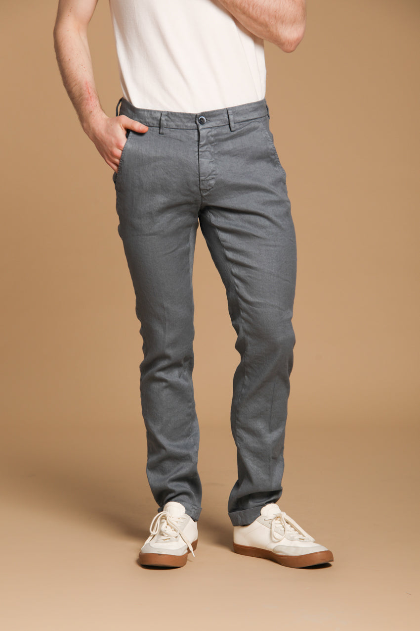 Torino men's chino pants in cotton and linen twill slim fit
