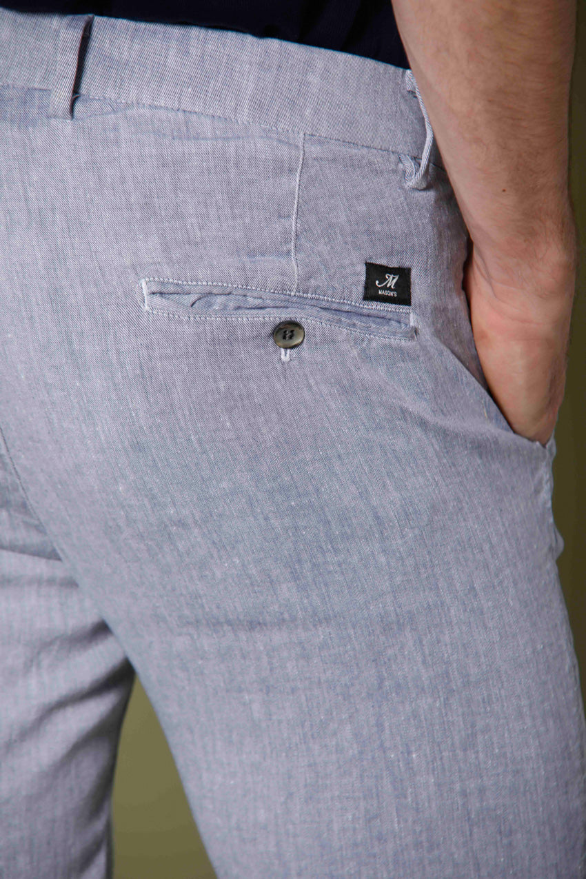 Image 4 du pantalon chino homme en twill de coton et lin blanc modéle Torino Style par Mason's