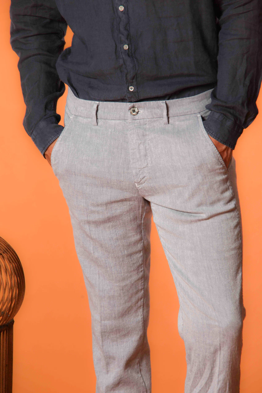 Torino pantalon chino homme en twill de coton et lin fil bleu Coupe slim