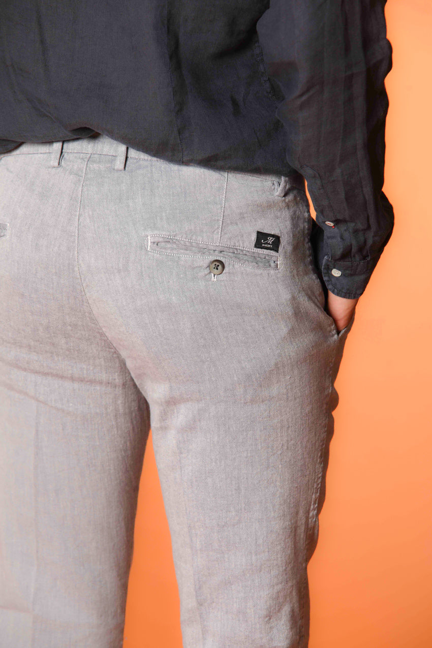 Torino pantalon chino homme en twill de coton et lin fil bleu Coupe slim