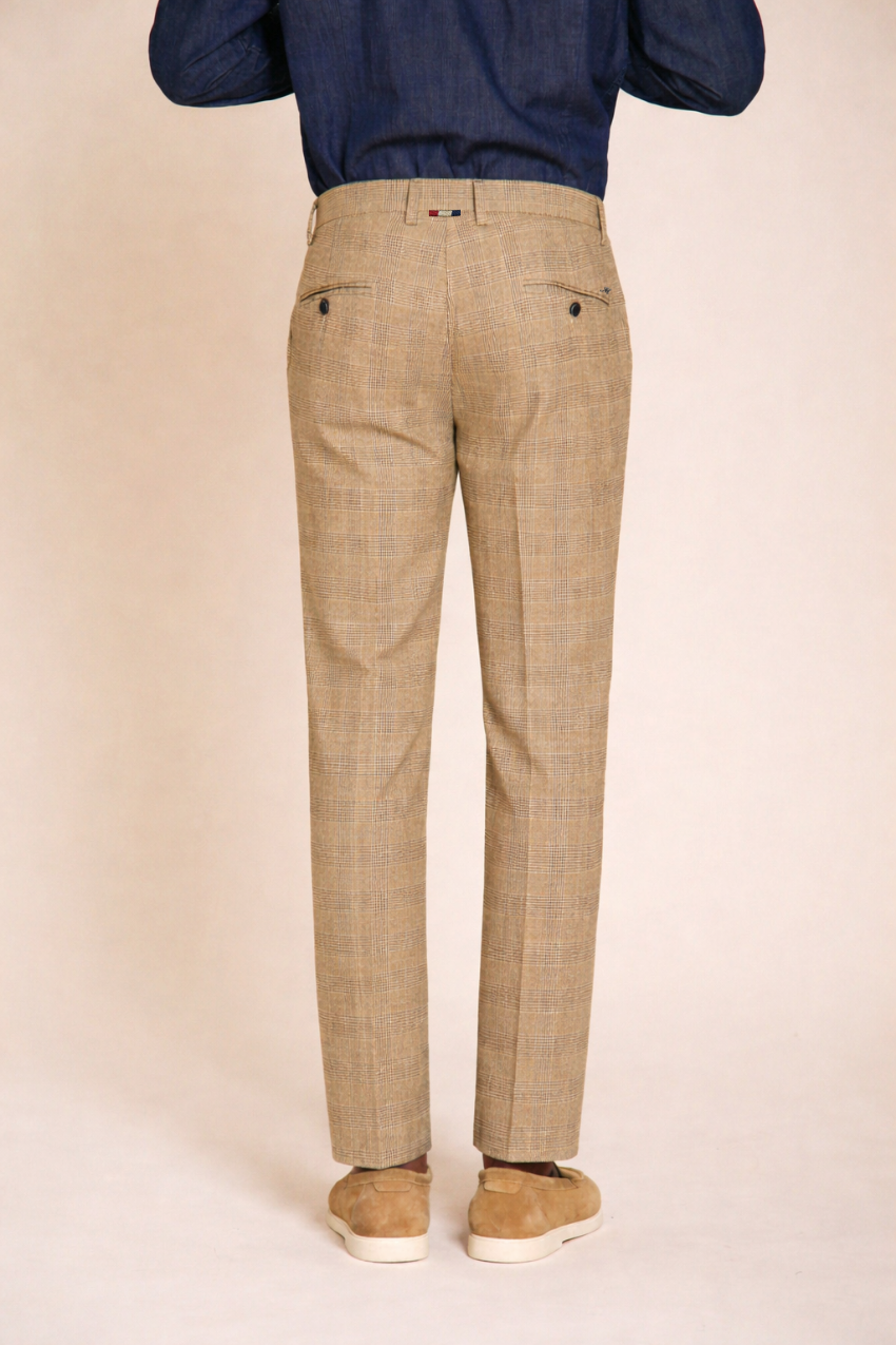 Torino pantalon chino homme imprimé Prince de Galles avec fil foncé slim fit