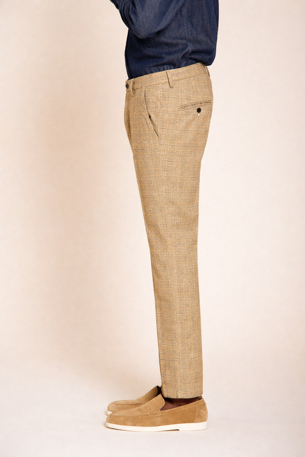 Torino pantalon chino homme imprimé Prince de Galles avec fil foncé slim fit