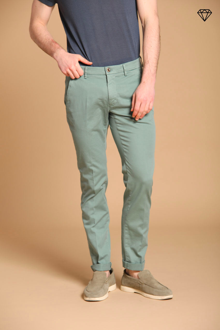Torino men's chino pants in fine cotton and lyocell tricot slim fit  ①