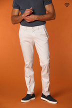 Torino men's chino pants in fine cotton and lyocell tricot slim fit ①