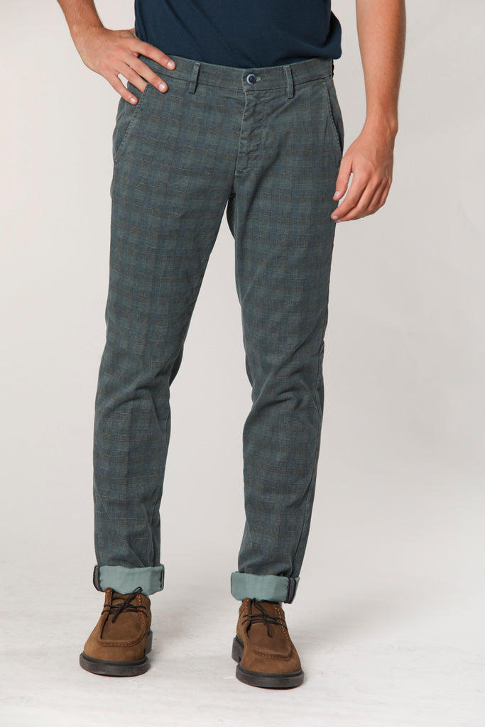 Torino Style pantalone chino uomo in gabardina con pattern galles sfumato slim fit