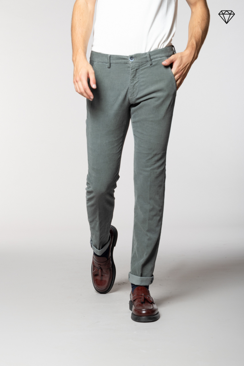 Torino pantalon chino homme en velours 1500 raies slim fit ①