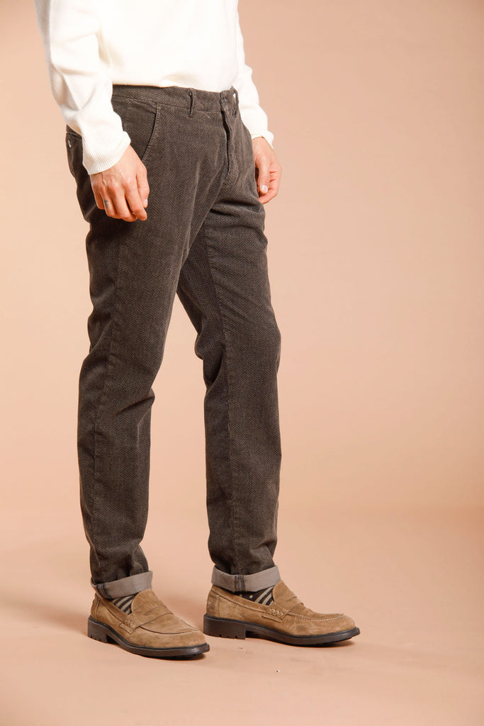 Torino Style pantalone chino uomo in velluto con pattern resca slim fit
