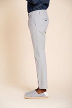 Torino pantalon chino homme en micro-motif pied-de-poule teint en fil bleu slim fit