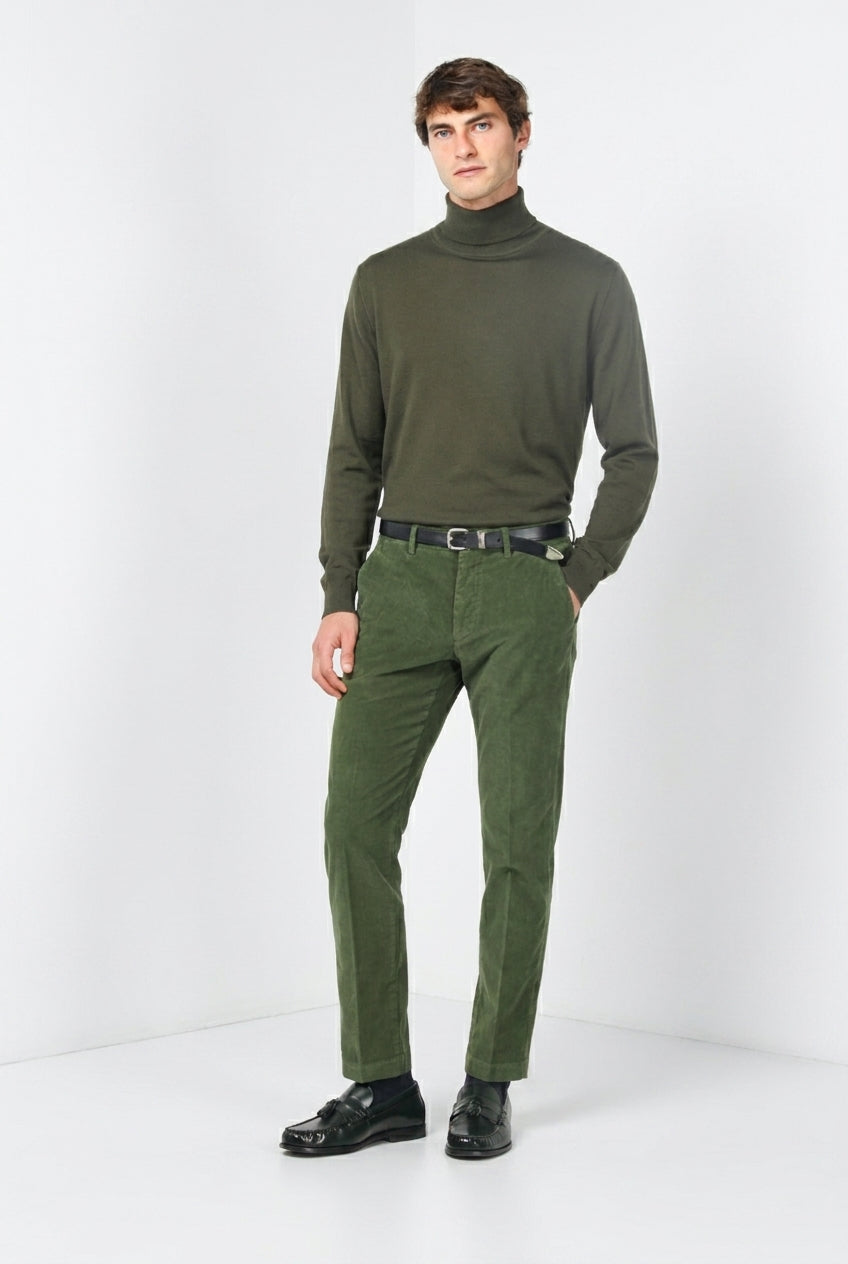 Torino pantalone chino uomo in velluto 1000 righe slim fit ①