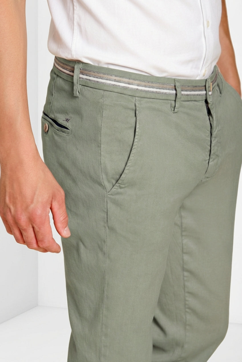 Torino Oxford pantalón chino hombre en twill de lino y algodón slim fit