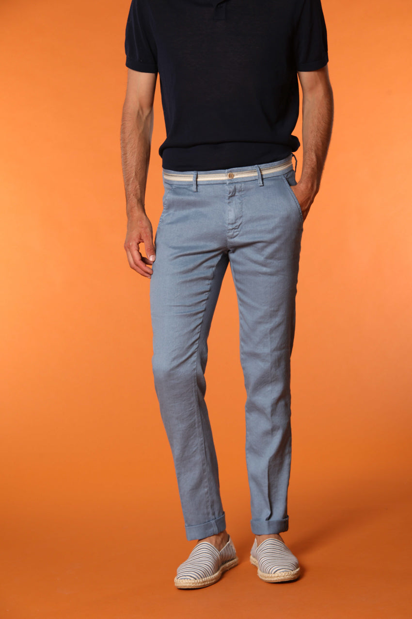 Torino Oxford men's chino pants in linen and cotton twill slim fit