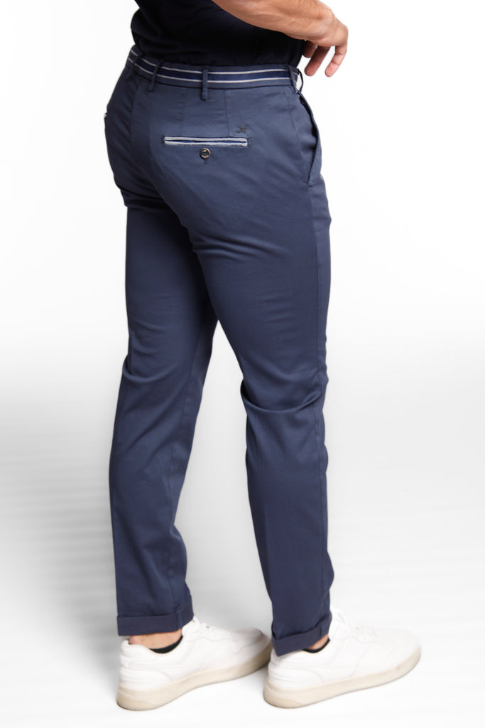Torino Sunset pantalone chino uomo in tricotina fine con nastri slim fit