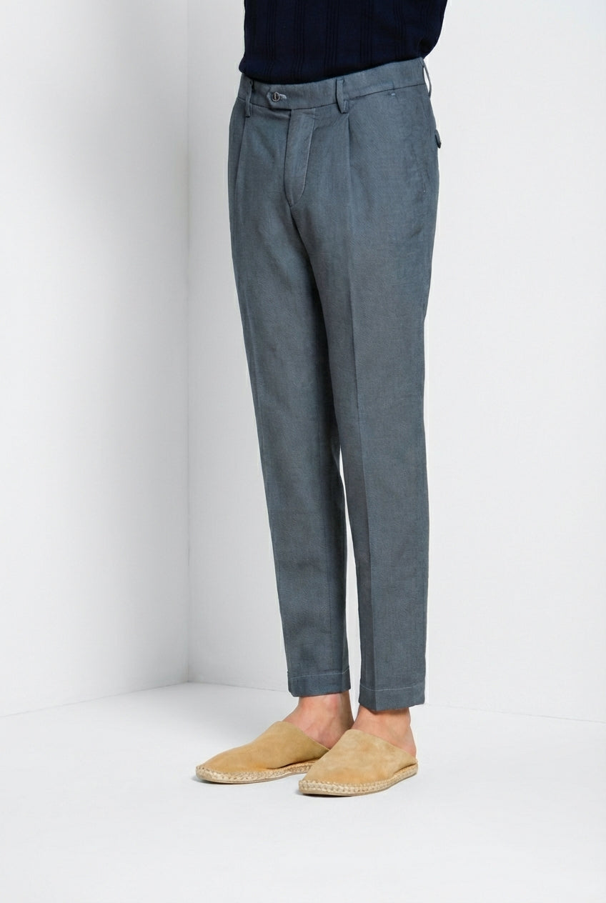 Torino 1 Pinces Flex pantalón chino hombre en algodón Prestige tejido ojo de perdiz slim fit