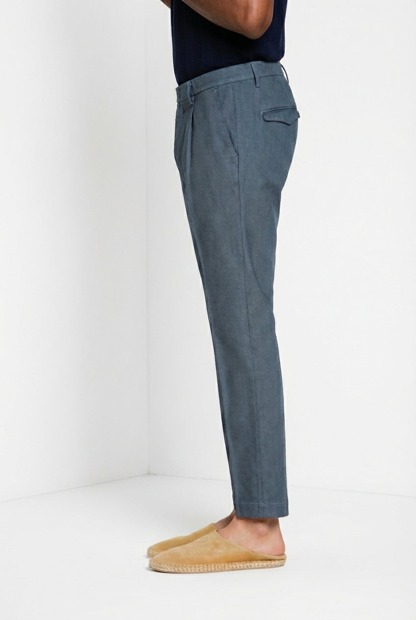 Torino 1 Pinces Flex pantalón chino hombre en algodón Prestige tejido ojo de perdiz slim fit