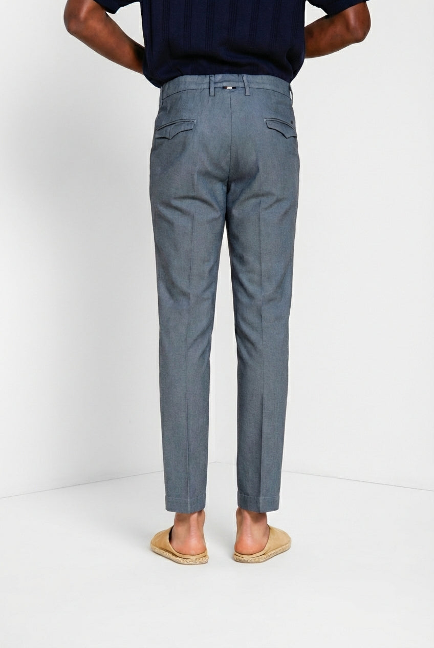 Torino 1 Pinces Flex pantalón chino hombre en algodón Prestige tejido ojo de perdiz slim fit