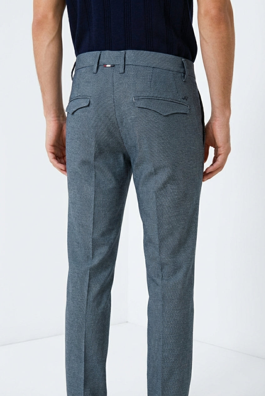 Torino 1 Pinces Flex pantalón chino hombre en algodón Prestige tejido ojo de perdiz slim fit