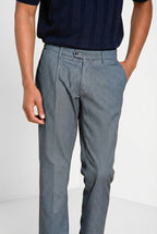 Torino 1 Pinces Flex pantalón chino hombre en algodón Prestige tejido ojo de perdiz slim fit