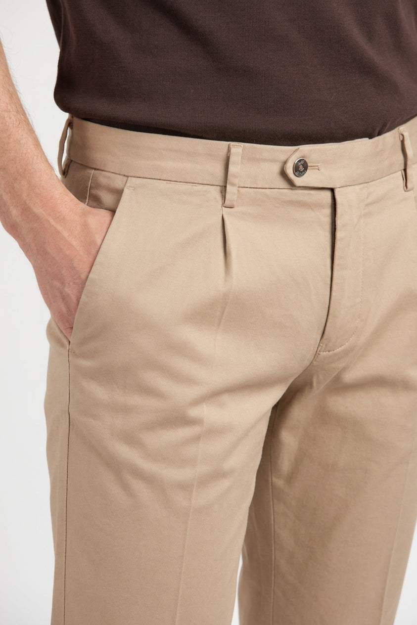 Torino 1 Pinces Flex men's chino pants in super stretch gabardine slim fit