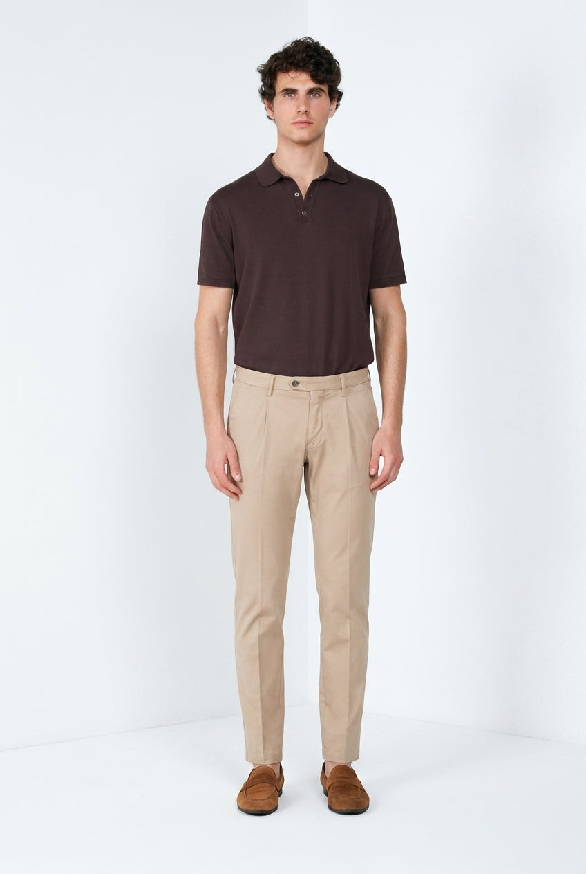 Torino 1 Pinces Flex pantalon chino homme en gabardine super stretch slim fit