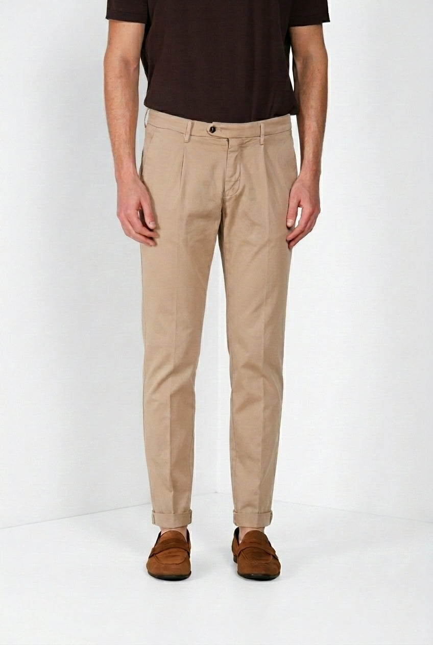 Torino 1 Pinces Flex pantalon chino homme en gabardine super stretch slim fit