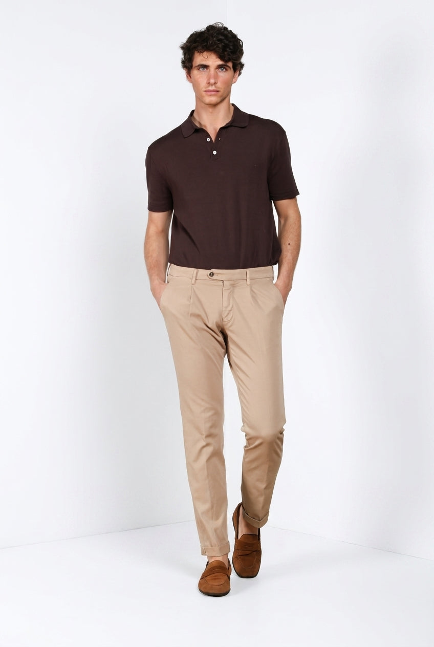 Torino 1 Pinces Flex men's chino pants in super stretch gabardine slim fit