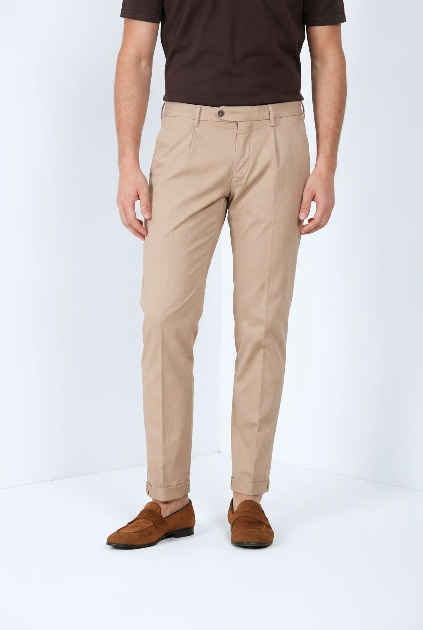 Torino 1 Pinces Flex pantalon chino homme en gabardine super stretch slim fit