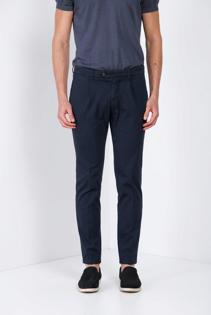 Torino 1 Pinces Flex pantalone chino uomo in gabardina super stretch slim fit