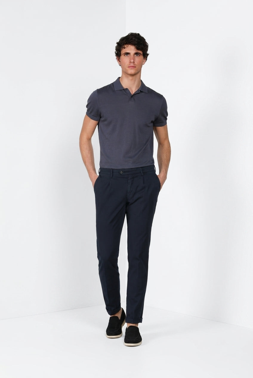 Torino 1 Pinces Flex pantalone chino uomo in gabardina super stretch slim fit