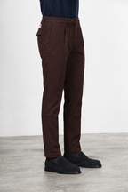 Torino 1 Pinces Flex pantalone chino uomo in twill di cotone e cashmere slim fit