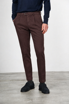 Torino 1 Pinces Flex pantalone chino uomo in twill di cotone e cashmere slim fit