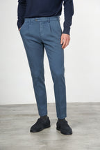 Torino 1 Pinces Flex pantalone chino uomo in twill di cotone e cashmere slim fit