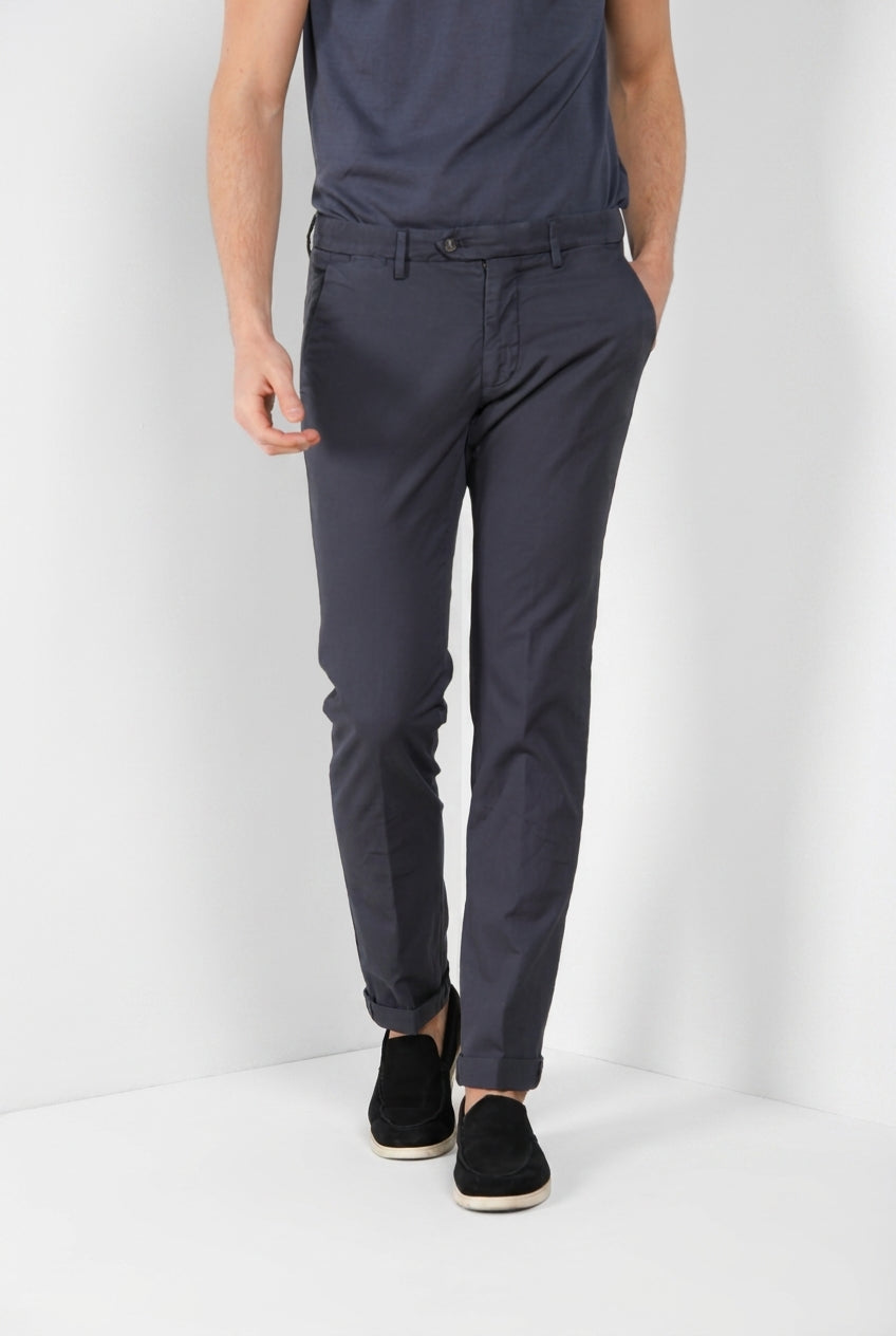 Torino City Icon Flex pantalone chino uomo in cavallery di cotone e lino stretch slim fit
