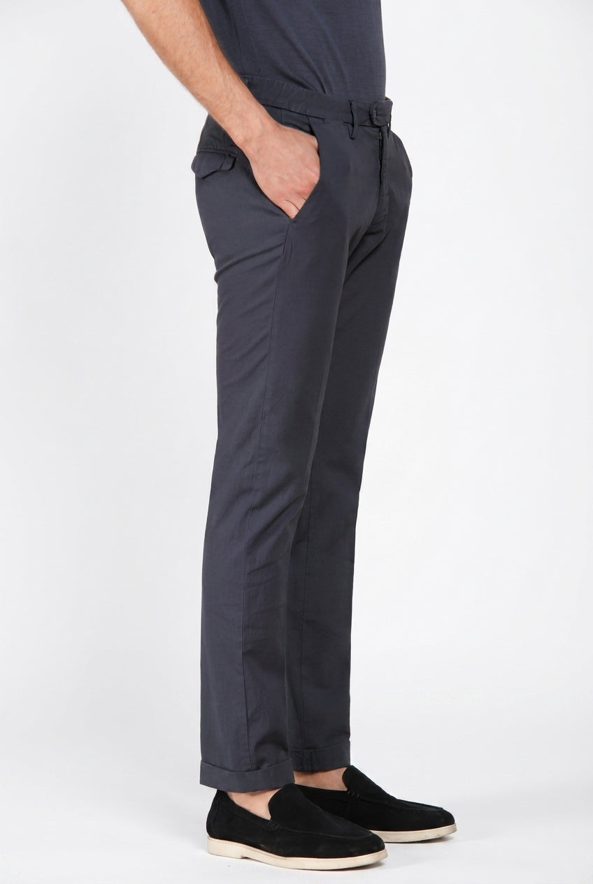 Torino City Icon Flex pantalone chino uomo in cavallery di cotone e lino stretch slim fit