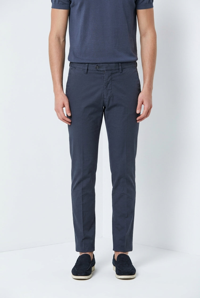Torino City Icon Flex pantalone chino uomo in cavallery di cotone e lino stretch slim fit