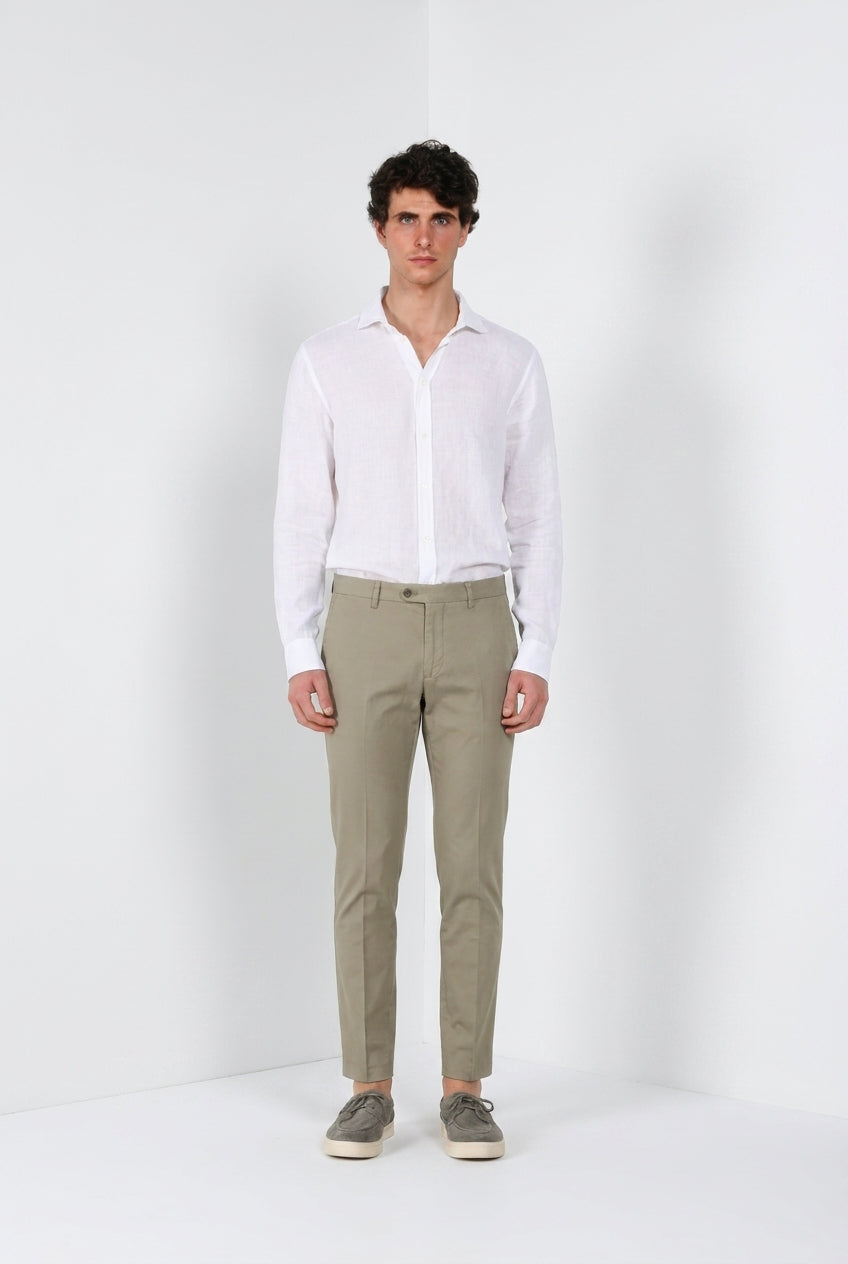 Torino City Icon Flex pantalone chino uomo in cavallery di cotone e lino stretch slim fit