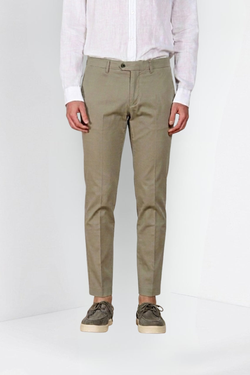 Torino City Icon Flex pantalone chino uomo in cavallery di cotone e lino stretch slim fit