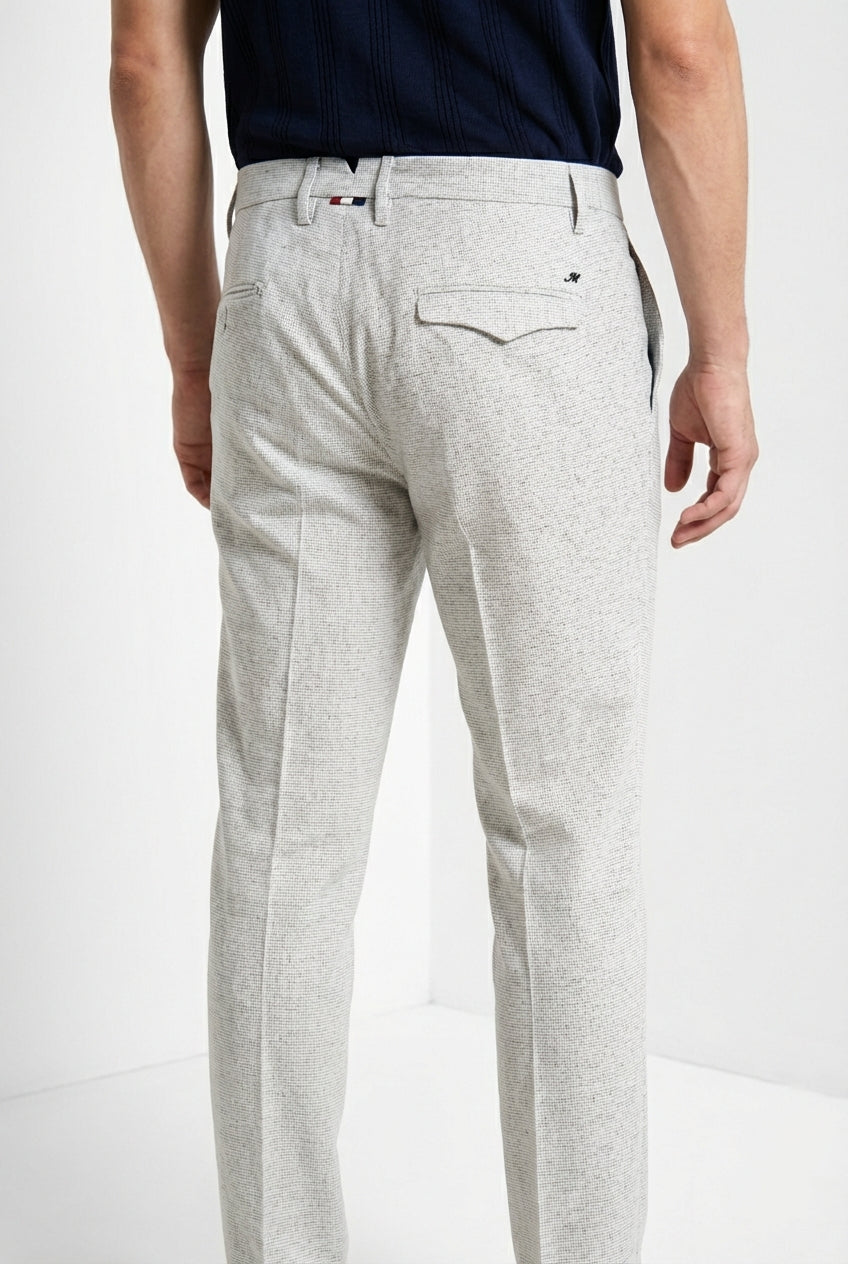 Torino City 1 Pinces men's chino pants in yarn-dyed houndstooth micro-pattern slim fit