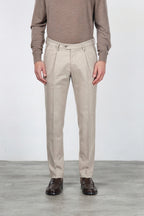 Torino City 1 pinces pantalone chino uomo trama diagonale tinto filo slim fit