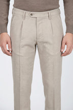 Torino City 1 pinces pantalone chino uomo trama diagonale tinto filo slim fit