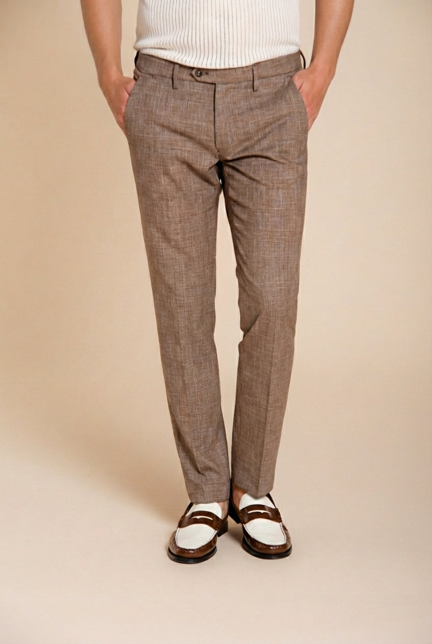 Torino City Hose Chino Herren Glencheck-Muster slim fit