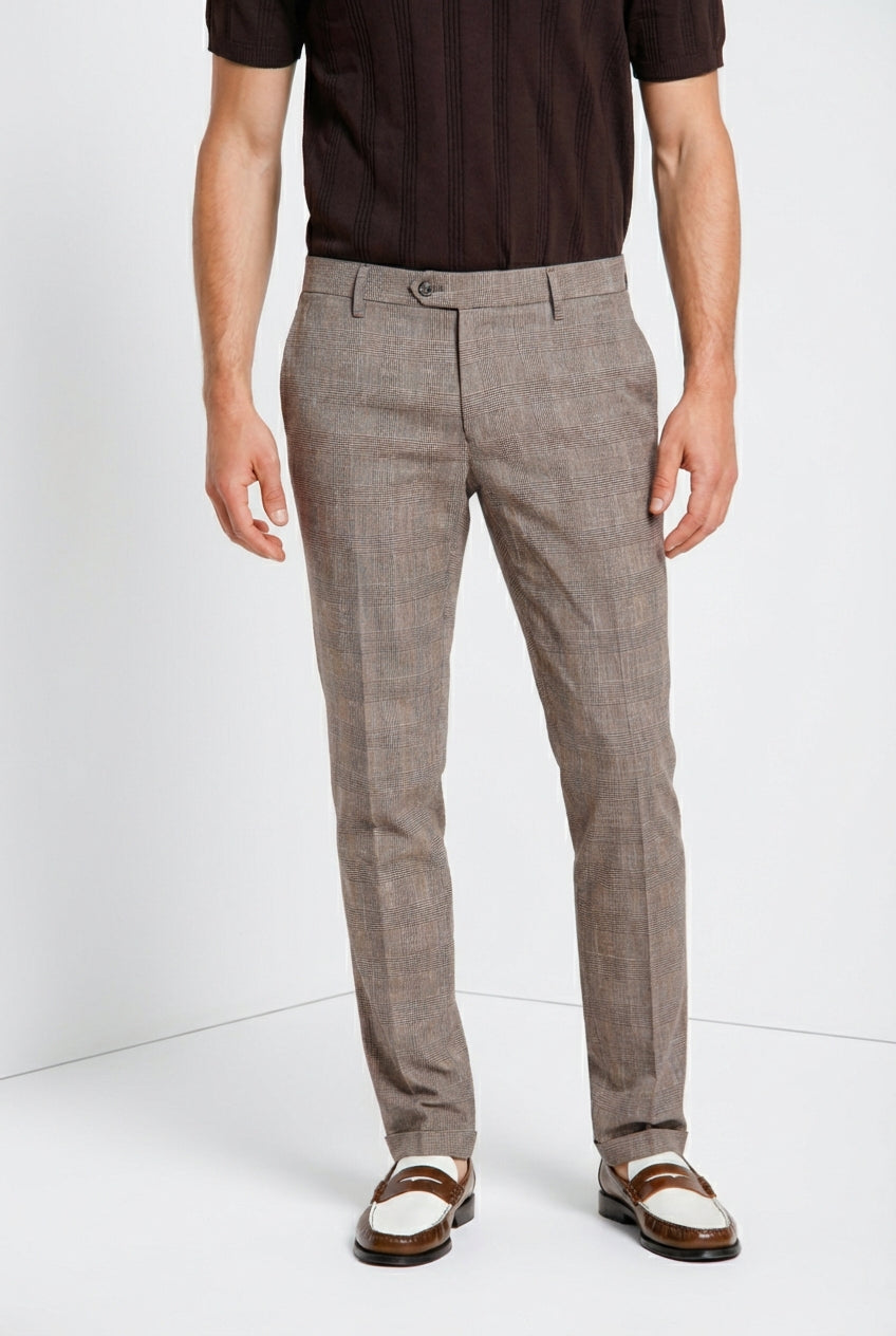 Torino City Hose Chino Herren Glencheck-Muster slim fit