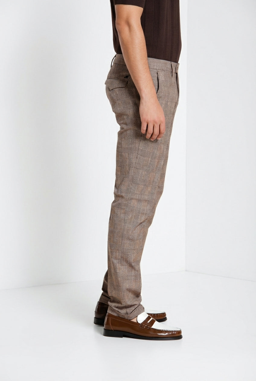 Torino City pantalón chino hombre estampado príncipe de Gales slim fit