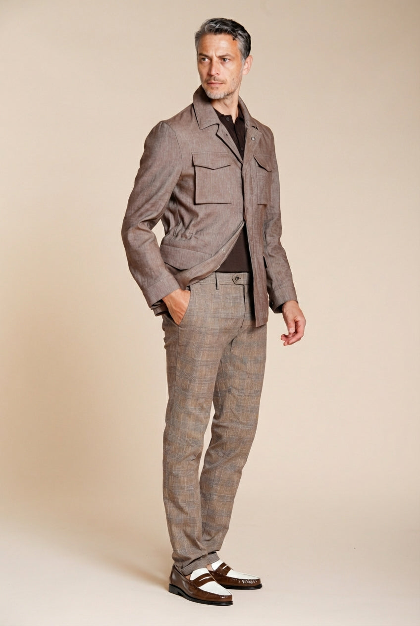 Torino City Hose Chino Herren Glencheck-Muster slim fit